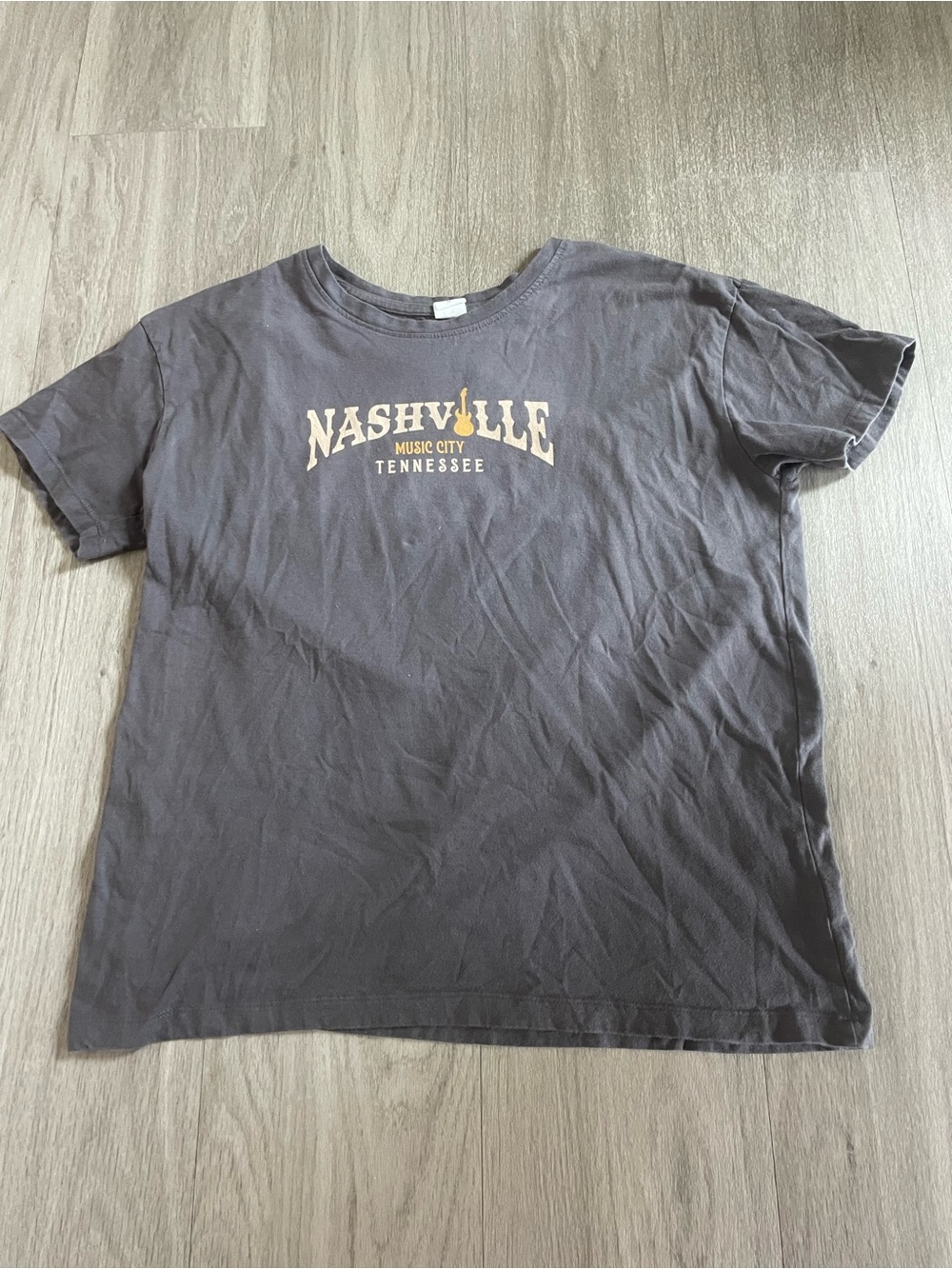 Nashville Music City Tennessee Graphic Tee - Gray with Yellow Print